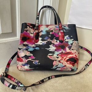 Kate Spade Black and Pink Floral Bag EUC